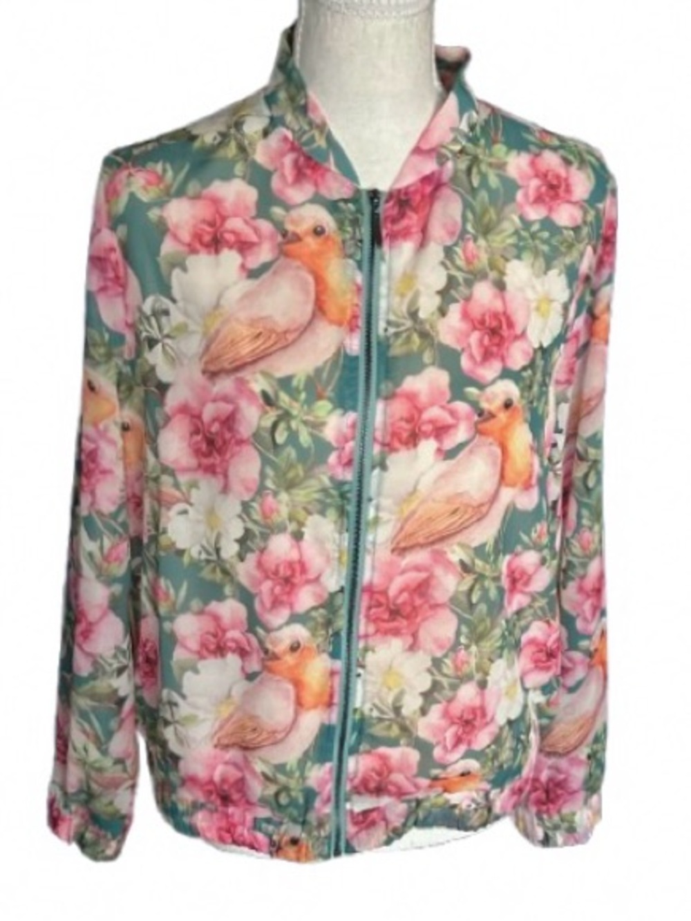 Birds & Flowers HILLARY SCOTT La Bellum Chiffon Sheer Jacket Top Boho Floral